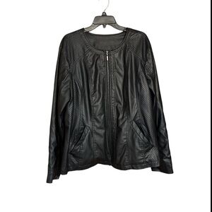 OUTER EDGE BLACK JACKET SIZE 2X FAUX LEATHER ZIP CLOSURE